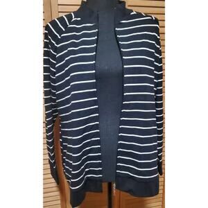 NWT Talbots Full Zip Jacket Black White Mock Neck Pockets Women's 1X Petite